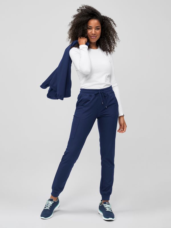 Alica | Comfortabele stretch broek dames met elastische taille band - Blauw mode