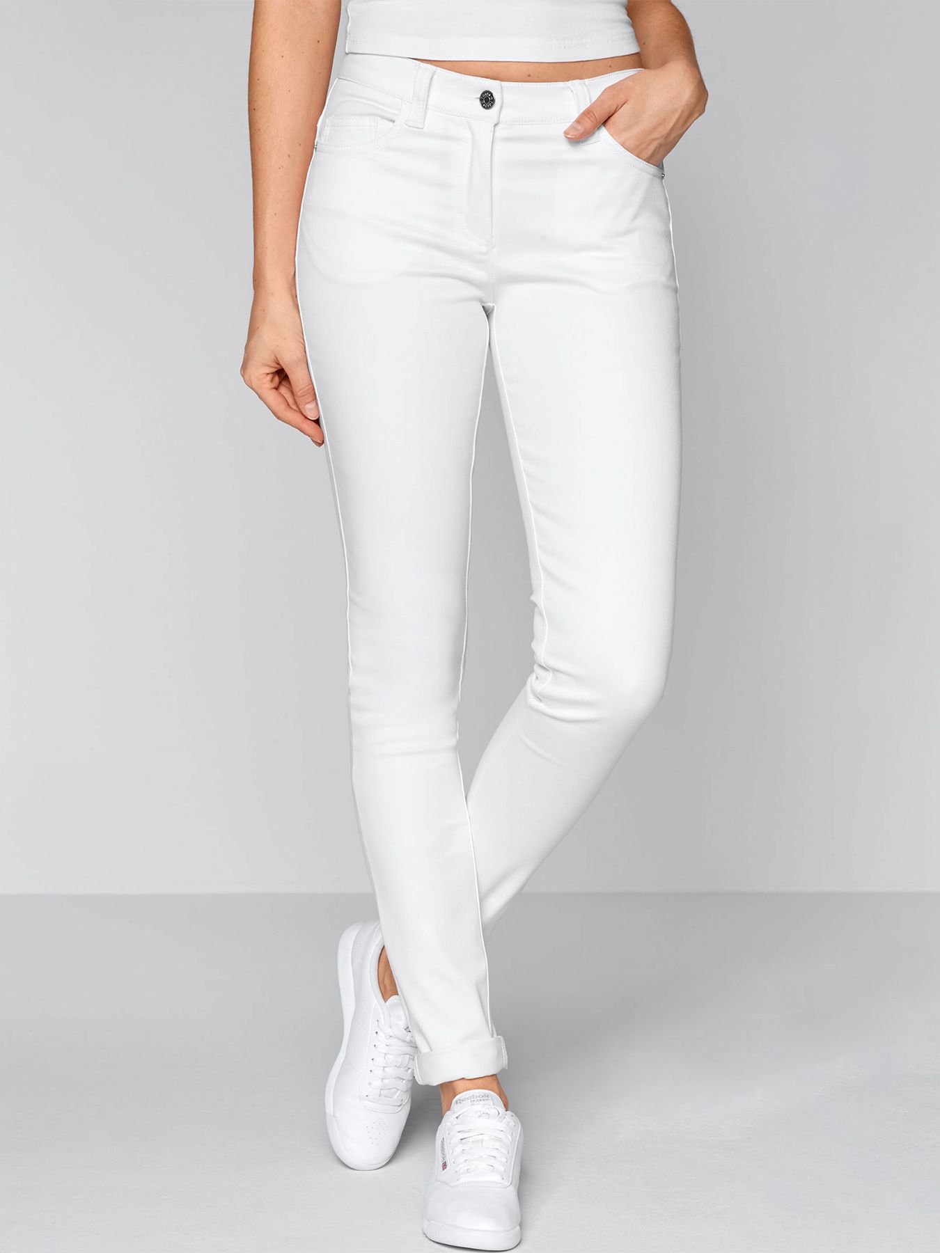 Damesjeans met normale taillehoogte MESSINA – ondoorzichtige coverflex-stretch