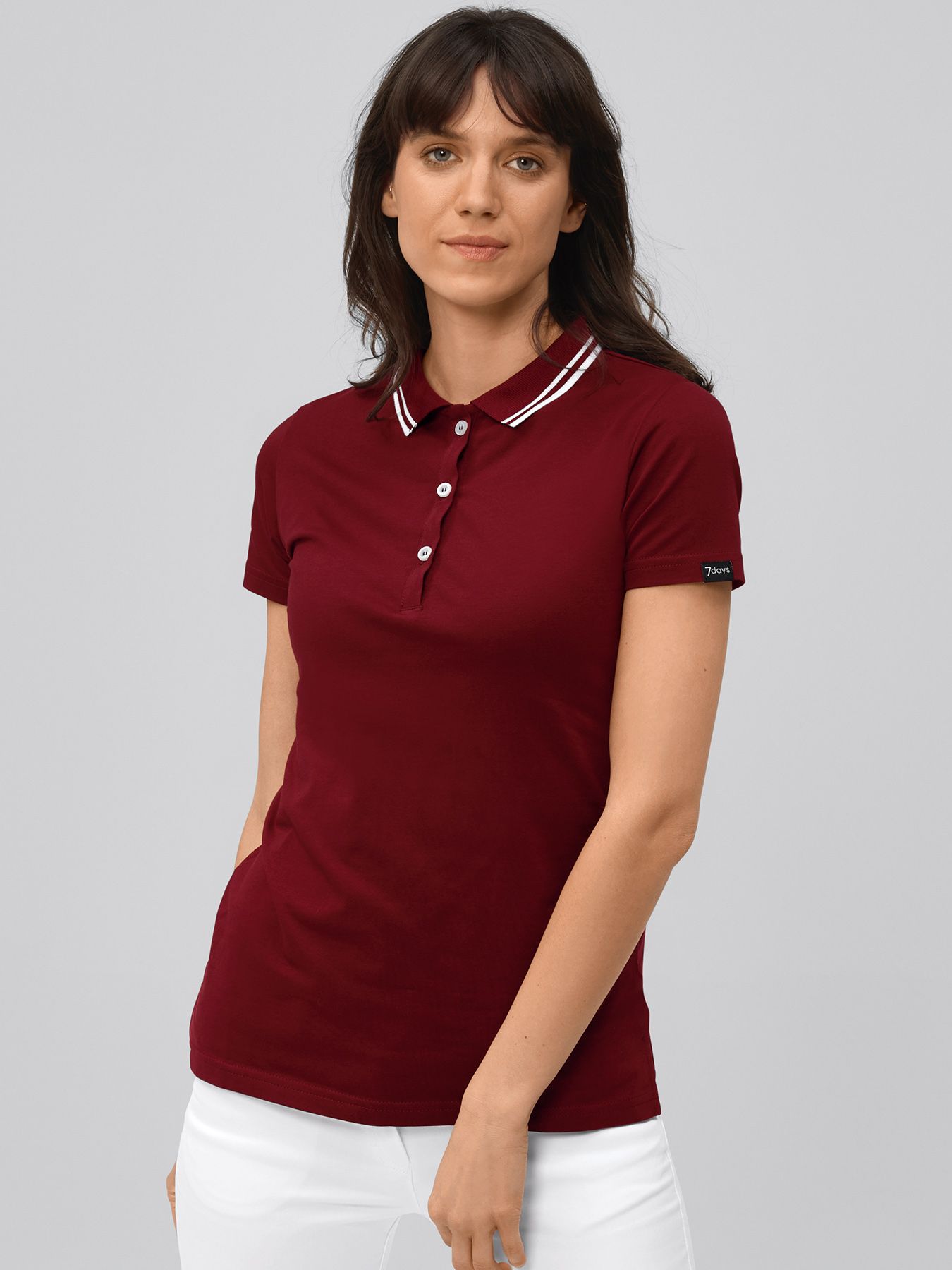 Dames poloshirt met gebreide kraag – single jersey