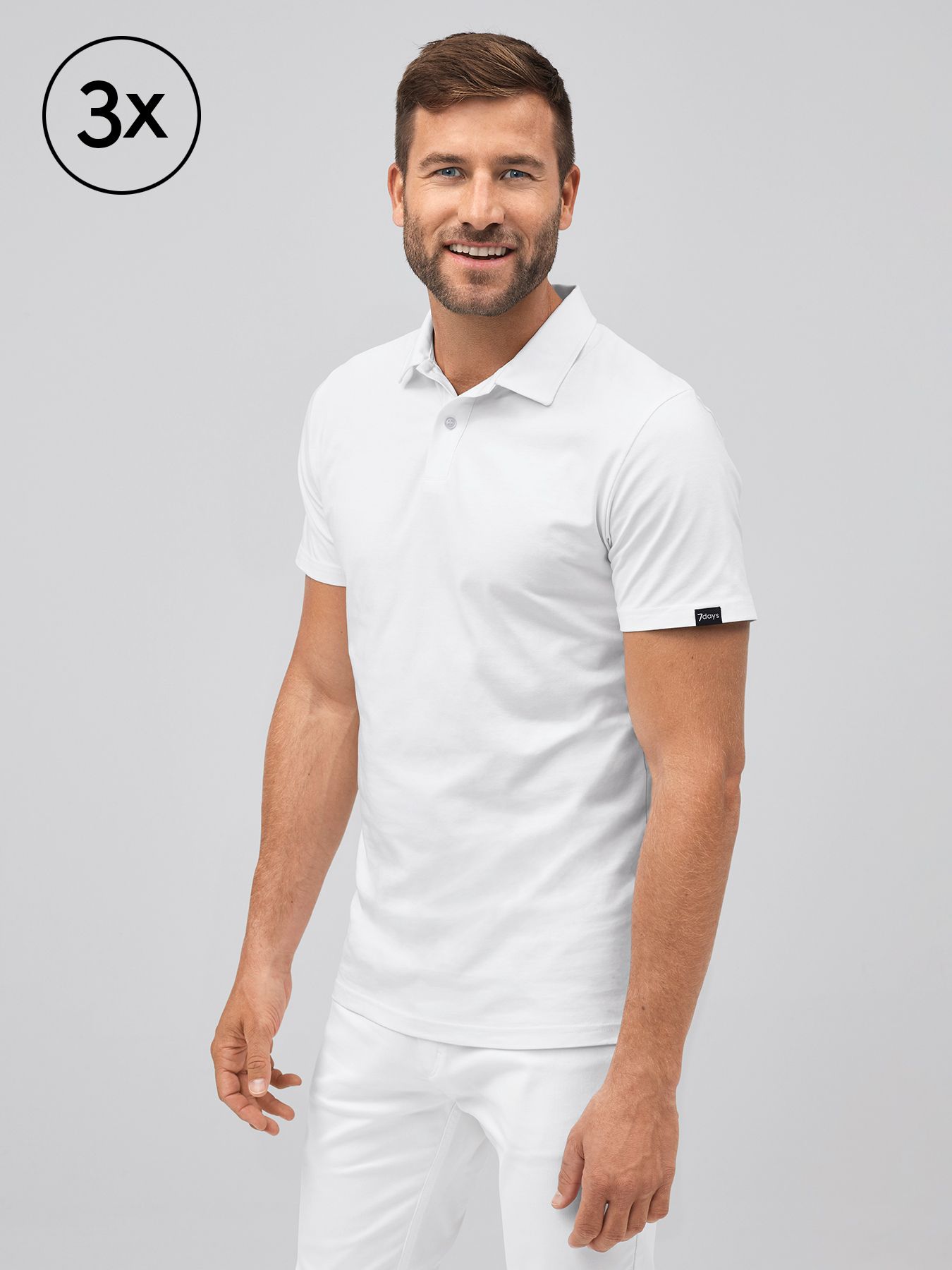 Unisex polo MADRID – single jersey – 3-pack – wit