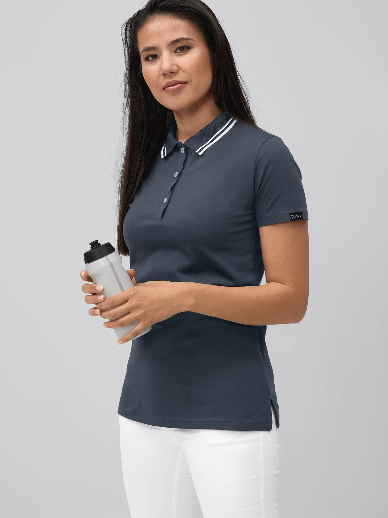 Dames poloshirt met gebreide kraag – single jersey