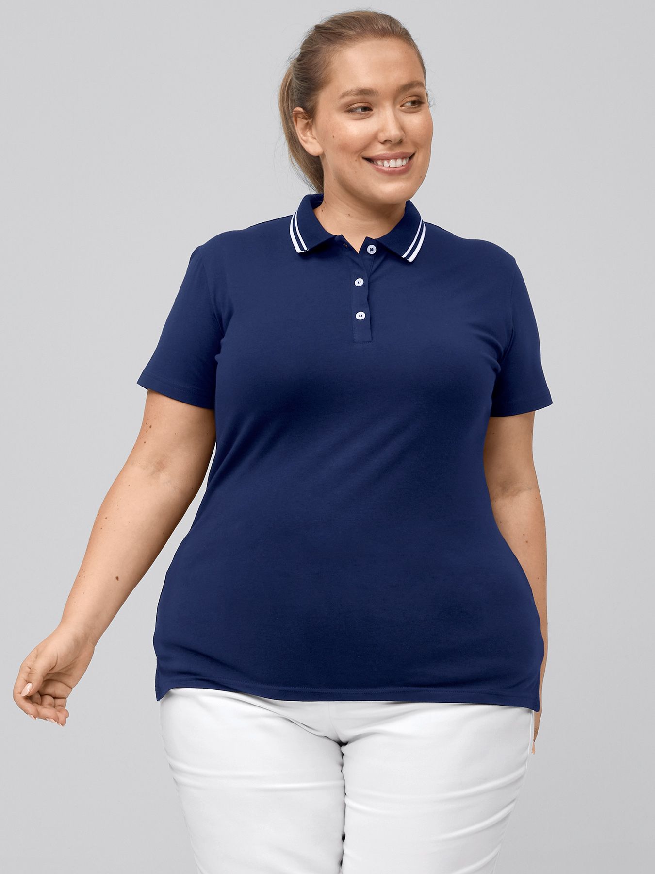 Dames poloshirt met gebreide kraag – single jersey