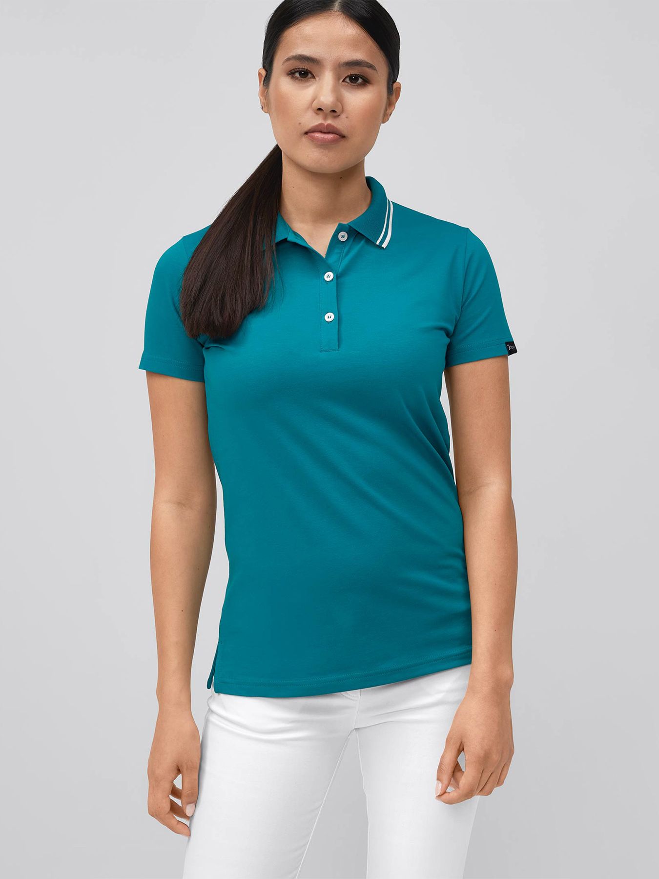 Dames poloshirt met gebreide kraag – single jersey