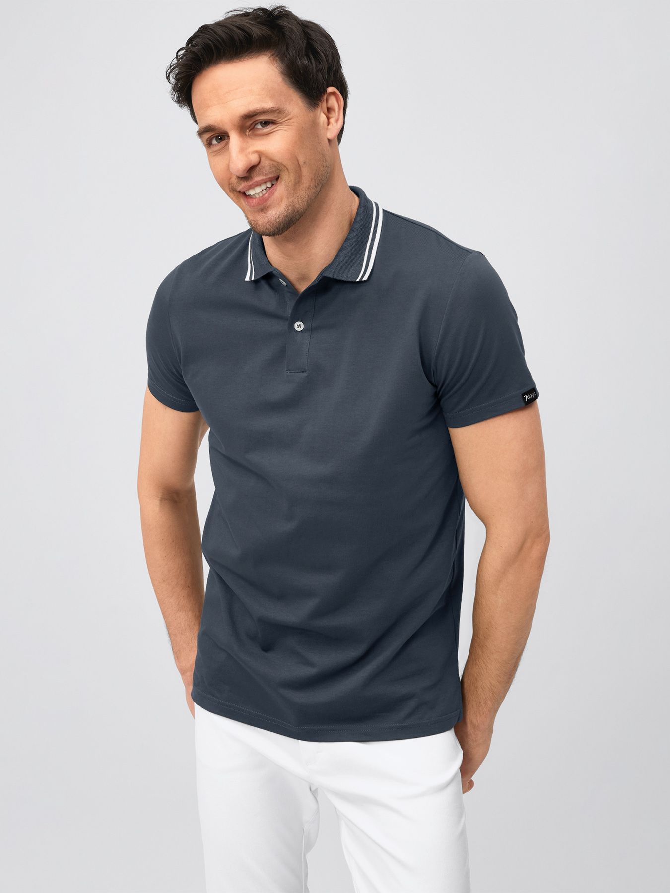 Unisex poloshirt met gebreide kraag – single jersey 