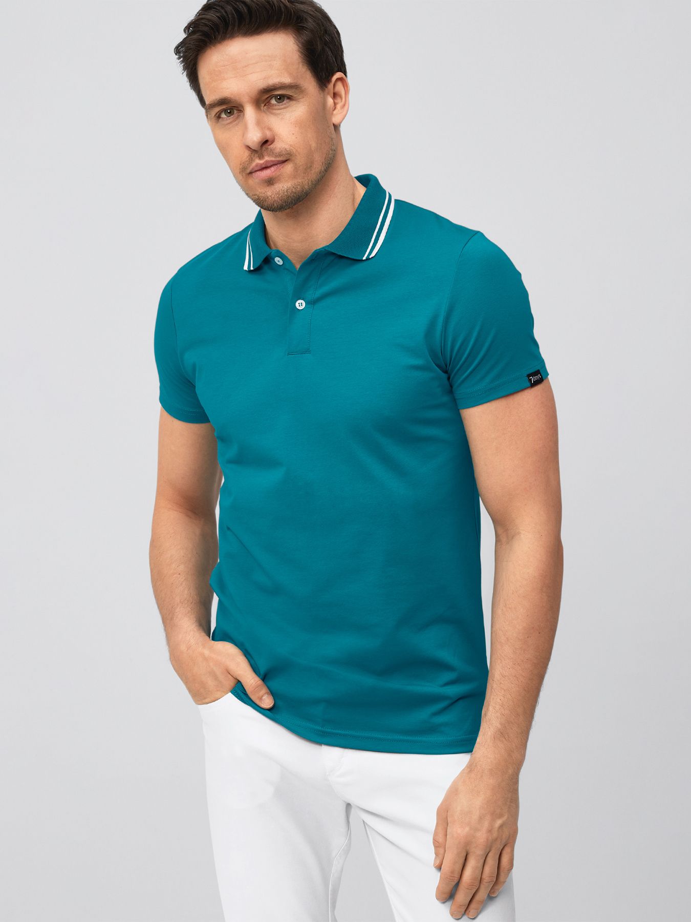 Unisex poloshirt met gebreide kraag – single jersey 
